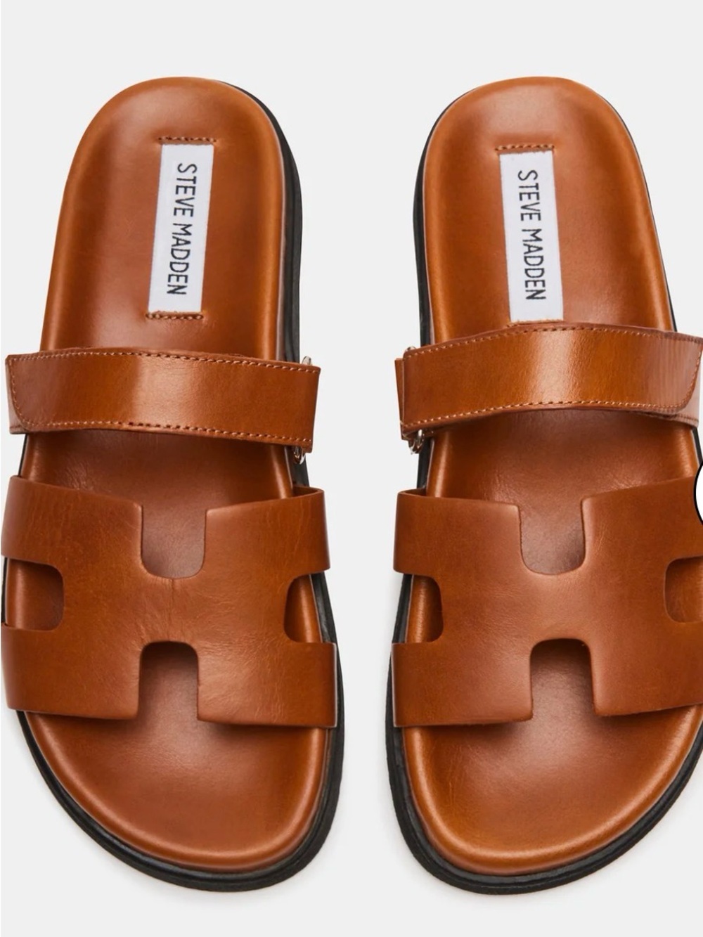 Steve Madden women’s Cognac Leather Slide Sandals